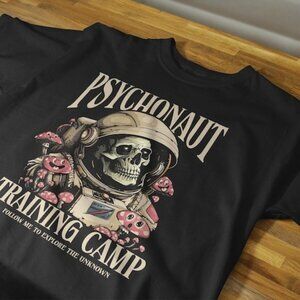 Psychonaut Traning Camp Skull Gym T-Shirt boxy unisex t-shirt gym clothing dark
